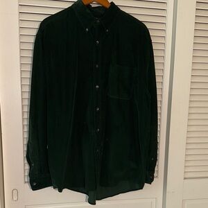 GH Bass Dark Green Corduroy Button-Down Shirt